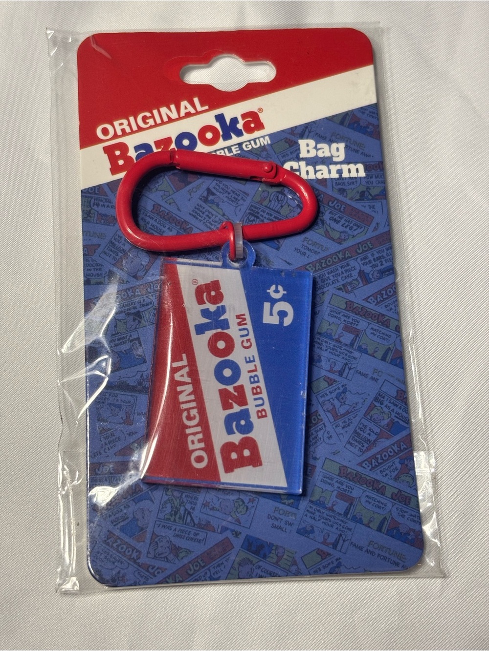 New Bazooka Bubble Gum Bag Charm - Red, White & Blue